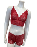 Oh! Zuza M4350 Barlette Red Lace Sheer Bralette & Panty Set Myselflingerie.com