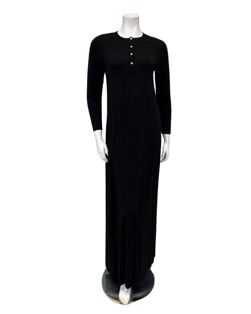 Rojo London Pointelle Black Bamboo Button Down Nightgown Rojo London Pointelle Black Bamboo Button Down Nightgown