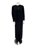 Rojo London Pointelle Black Bamboo Button Down Nightgown & Cardigan Set Myselflingerie.com