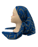 SP302BL Blue Designer Print Pre-Tied Open Back Bandanna