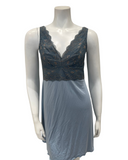 Samantha Chang 2216-8016-IS Iceberg/Harbor Mist Lace Modal Chemise & Robe Set Myselflingerie.com