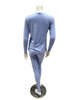 Jackie O'Loungewear L/S-PJS-SKY-S25 Sky Blue Ribbed V Neck Modal Pajamas Set Myselflingerie.com