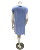 Jackie O'Loungewear S/S-NS-SKY-S25 Sky Blue Ribbed V Neck Short Sleeves Modal Nightshirt Myselflingerie.com