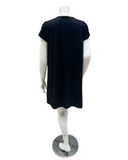 Jackie O'Loungewear S/S-NS-BLK-S25 Black Ribbed V Neck Short Sleeves Modal Nightshirt Myselflingerie.com