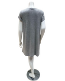 Jackie O'Loungewear S/S-NS-GRY-S25 Grey Ribbed V Neck Short Sleeves Modal Nightshirt Myselflingerie.com