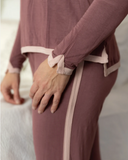 Mon Loungewear CRML Rose Mauve V Neck Modal Pajamas Set Myselflingerie.com