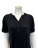 Mon Loungewear CBSSN Black Button Down Short Sleeve Modal Nightshirt Myselflingerie.com