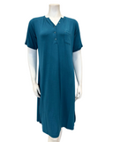 Mon Loungewear CCSSN Cobalt Button Down Short Sleeve Modal Nightshirt Myselflingerie.com