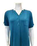 Mon Loungewear CCSSN Cobalt Button Down Short Sleeve Modal Nightshirt Myselflingerie.com