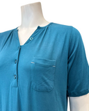 Mon Loungewear CCSSN Cobalt Button Down Short Sleeve Modal Nightshirt Myselflingerie.com