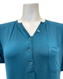 Mon Loungewear CCSSN Cobalt Button Down Short Sleeve Modal Nightshirt Myselflingerie.com