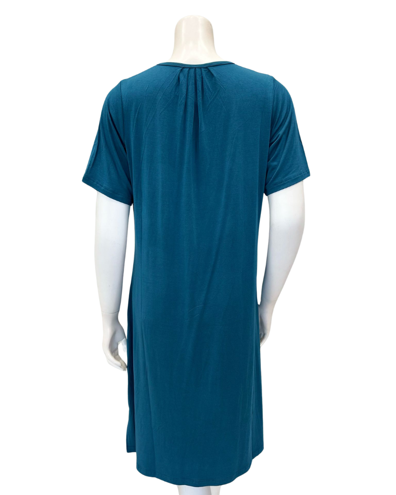 Mon Loungewear CCSSN Cobalt Button Down Short Sleeve Modal Nightshirt Myselflingerie.com