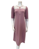 Oh! Zuza B49 Rose Heather Unlined Lace Button Down Modal Nightshirt Myselflingerie.com