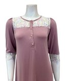 Oh! Zuza B49 Rose Heather Unlined Lace Button Down Modal Nightshirt Myselflingerie.com