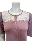 Oh! Zuza B49 Rose Heather Unlined Lace Button Down Modal Nightshirt Myselflingerie.com