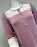 Oh! Zuza B49 Rose Heather Unlined Lace Button Down Modal Nightshirt Myselflingerie.com