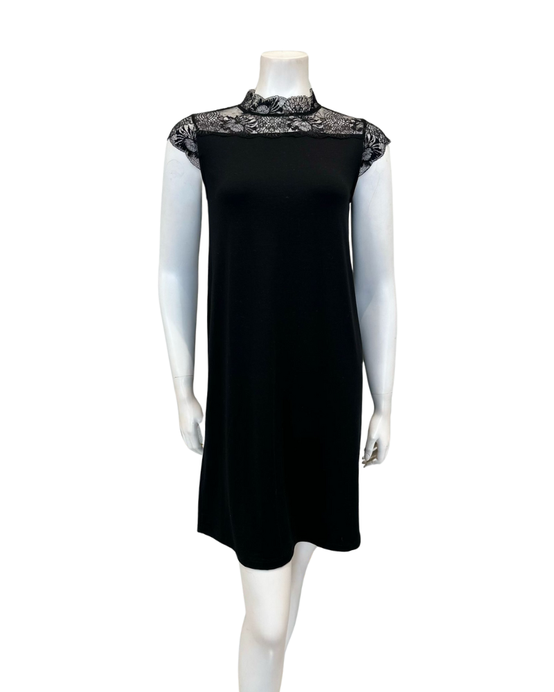 Oh! Zuza 4425 Sheer Lace Black Modal Nightshirt Myselflingerie.com