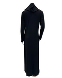 Sparrow C-7342 Ribbed Rainbow Embroidery Black Jersey Hooded Lounger Morning Robe Myselflingerie.com