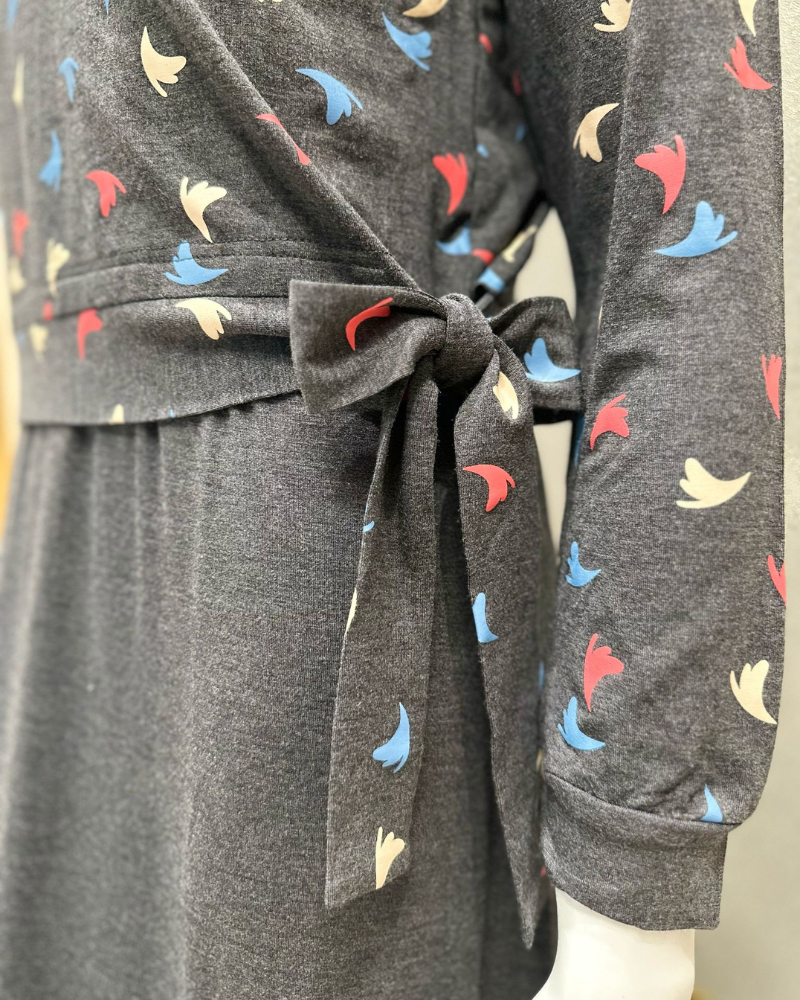 Mega Dreams 357611 Multi Colored Print Grey Modal Nursing Nightgown Myselflingerie.com