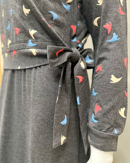 Mega Dreams 357611 Multi Colored Print Grey Modal Nursing Nightgown Myselflingerie.com