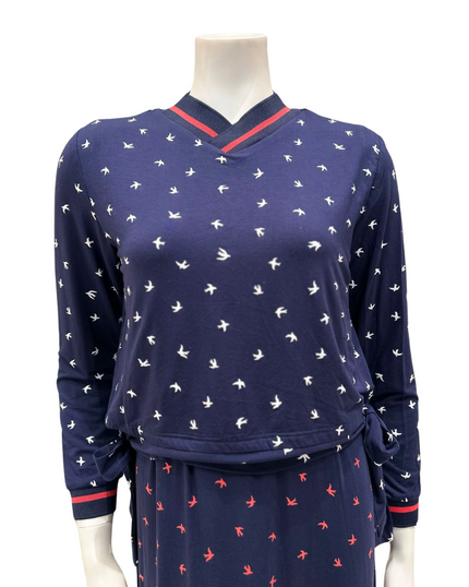 Mega Dreams 357613 Birds Print Blue Modal Nursing Nightgown Myselflingerie.com