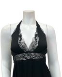 Oh!Zuza 4403 + 4402 Black Lace Halter Neck Chemise & Wrap Set Myselflingerie.com