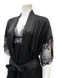 Oh!Zuza 4403 + 4402 Black Lace Halter Neck Chemise & Wrap Set Myselflingerie.com