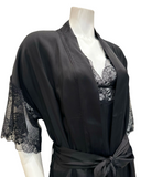 Oh!Zuza 4403 + 4402 Black Lace Halter Neck Chemise & Wrap Set Myselflingerie.com