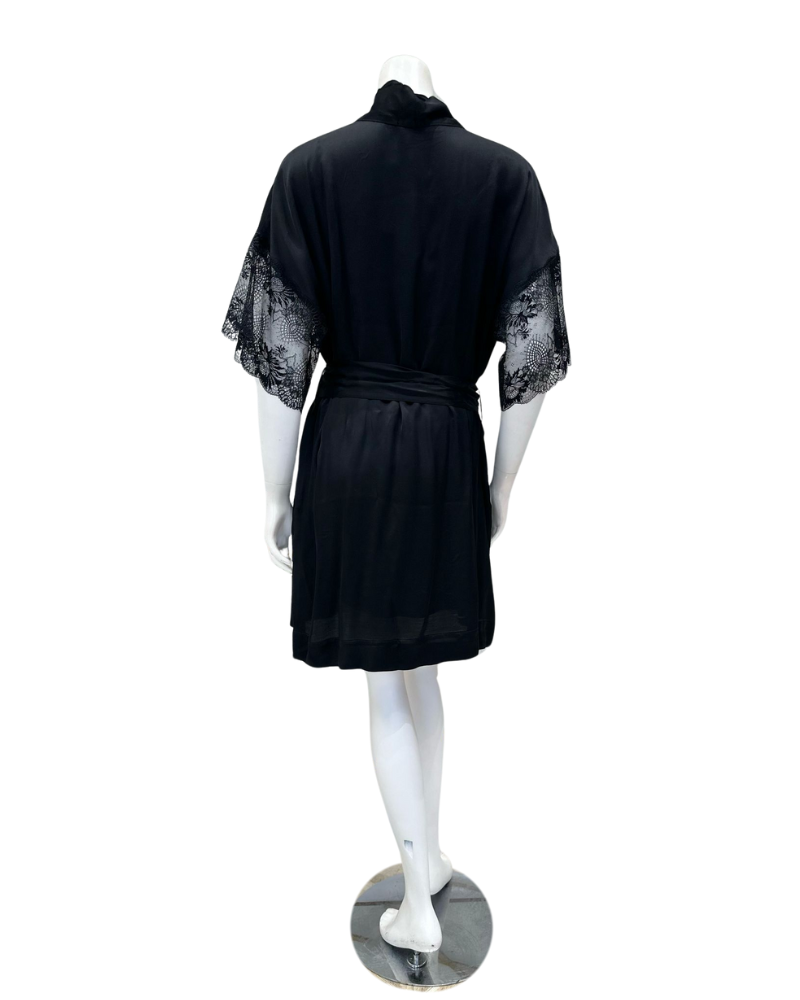 Oh!Zuza 4403 + 4402 Black Lace Halter Neck Chemise & Wrap Set Myselflingerie.com