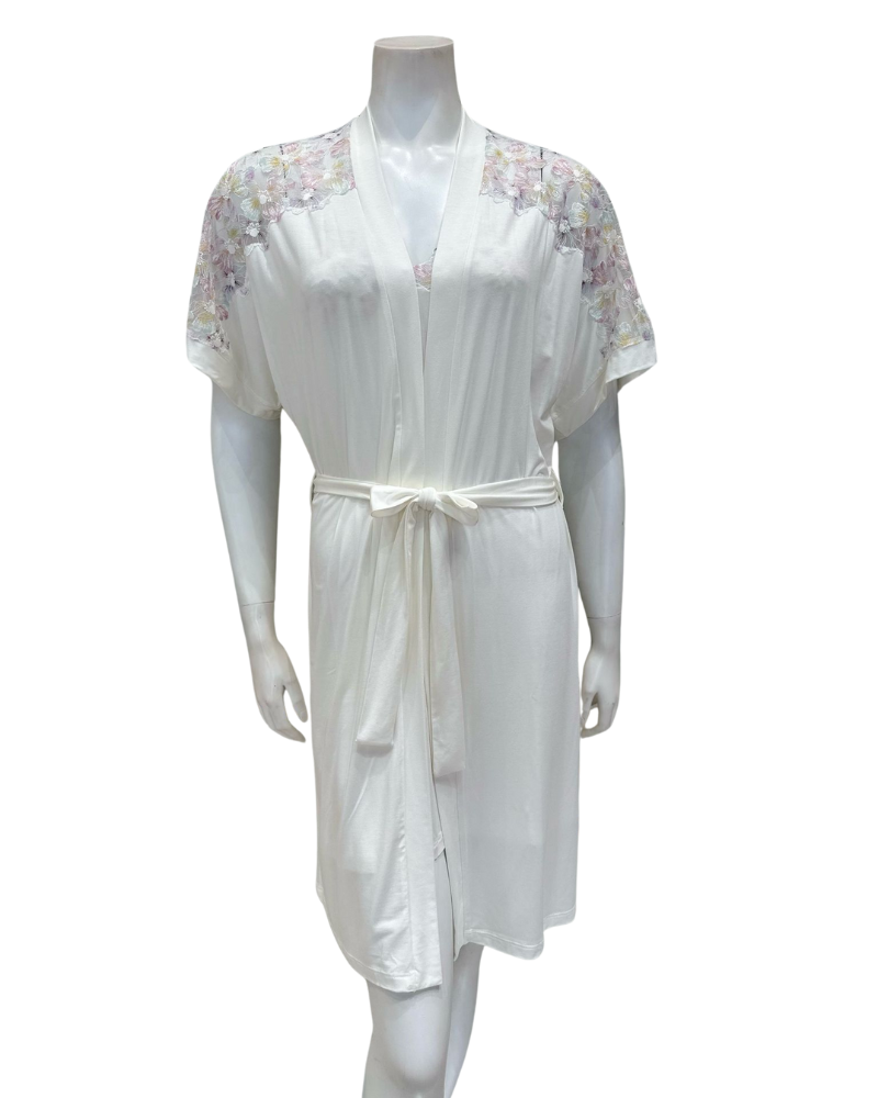 Oh! Zuza 4428 + 4429 Spring Lace Modal Chemise & Wrap Set Myselflingerie.com