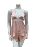 Oh! Zuza 4401 Dusty Pink Lace Halter Neck Cami & Shorts Set Myselflingerie.com