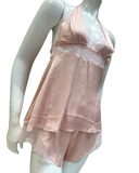 Oh! Zuza 4401 Dusty Pink Lace Halter Neck Cami & Shorts Set Myselflingerie.com