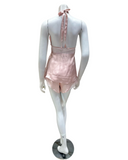 Oh! Zuza 4401 Dusty Pink Lace Halter Neck Cami & Shorts Set Myselflingerie.com