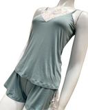 Oh! Zuza 4427 Sage Lace Modal Cami & Shorts Set Myselflingerie.com