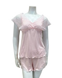 Oh! Zuza 4421 Light Rose Lace Modal Cami & Shorts Set Myselflingerie.com