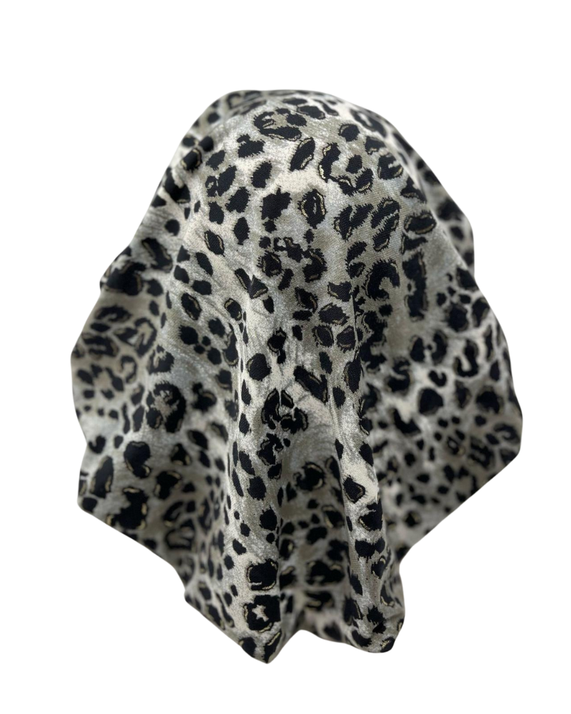 Triple Up BUL935 Taupe Leopard Metallic Unlined Pre-Tied Bandanna Myselflingerie.com
