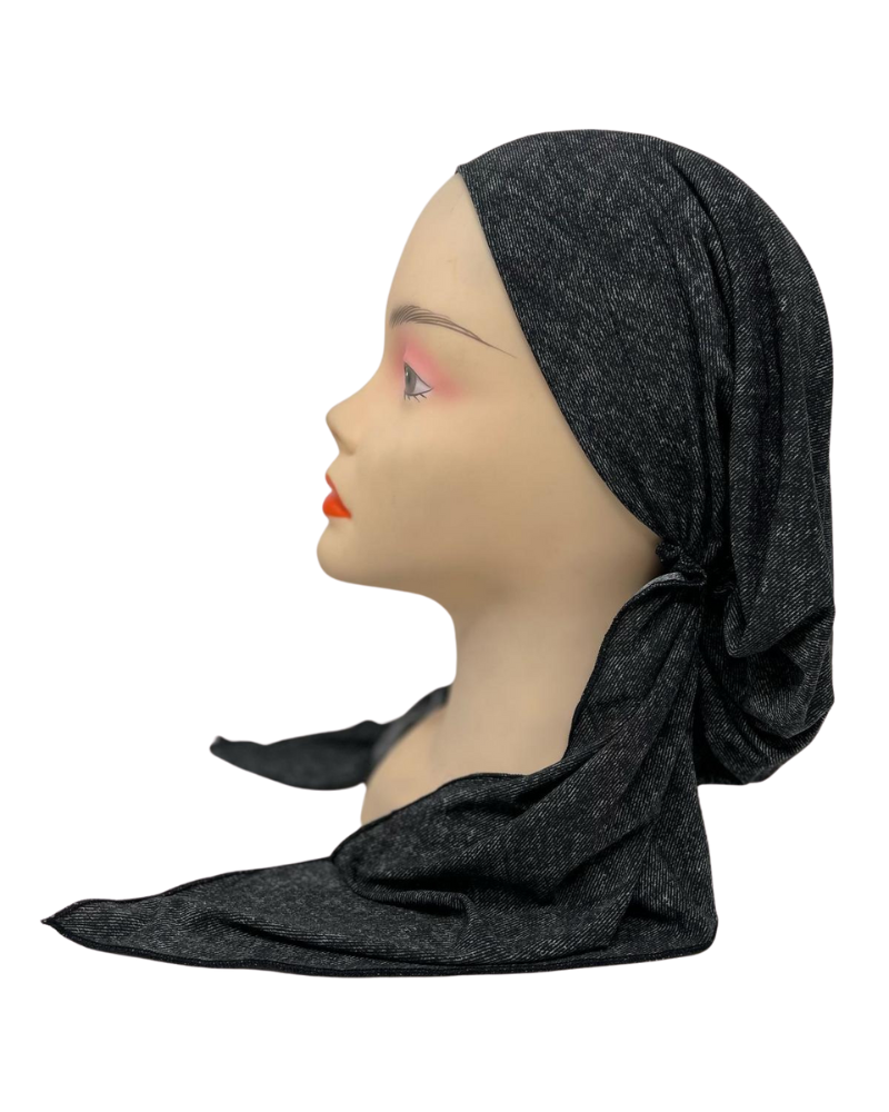 Triple Up BUL332 Black Denim Unlined Pre-Tied Bandanna myselflingerie.com