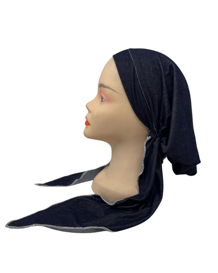 Triple Up BUL442 Blue Denim Unlined Pre-Tied Bandanna myselflingerie.com