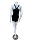 Flamingo 22FL040 Black/Aqua Black Teen Bathing Suit Removable Cups Myselflingerie.com