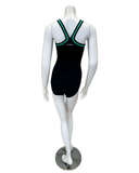 Flamingo 22FL040 Black/Jade Black Teen Bathing Suit Removable Cups Myselflingerie.com