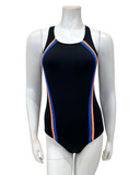 Flamingo 22FL031 Orange/Royal Vertical Stripe Black Bathing Suit Myselflingerie.com