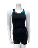 Flamingo 23FL02ZDOL Black/Jade Trim 2 Piece Teen's Bathing Suit Tank with Shorts Myselflingerie.com