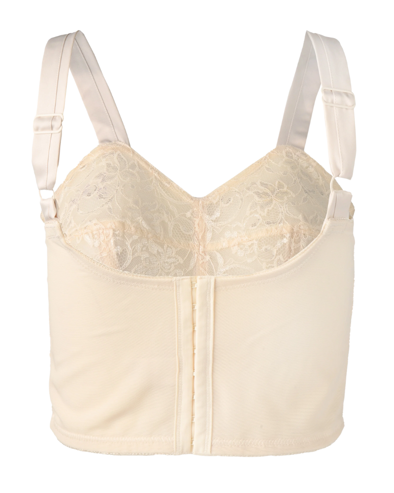 Kay Larcky 6630LIVI Ivory Lace Longline Minimizer Wire Free Bra Myselflingerie.com