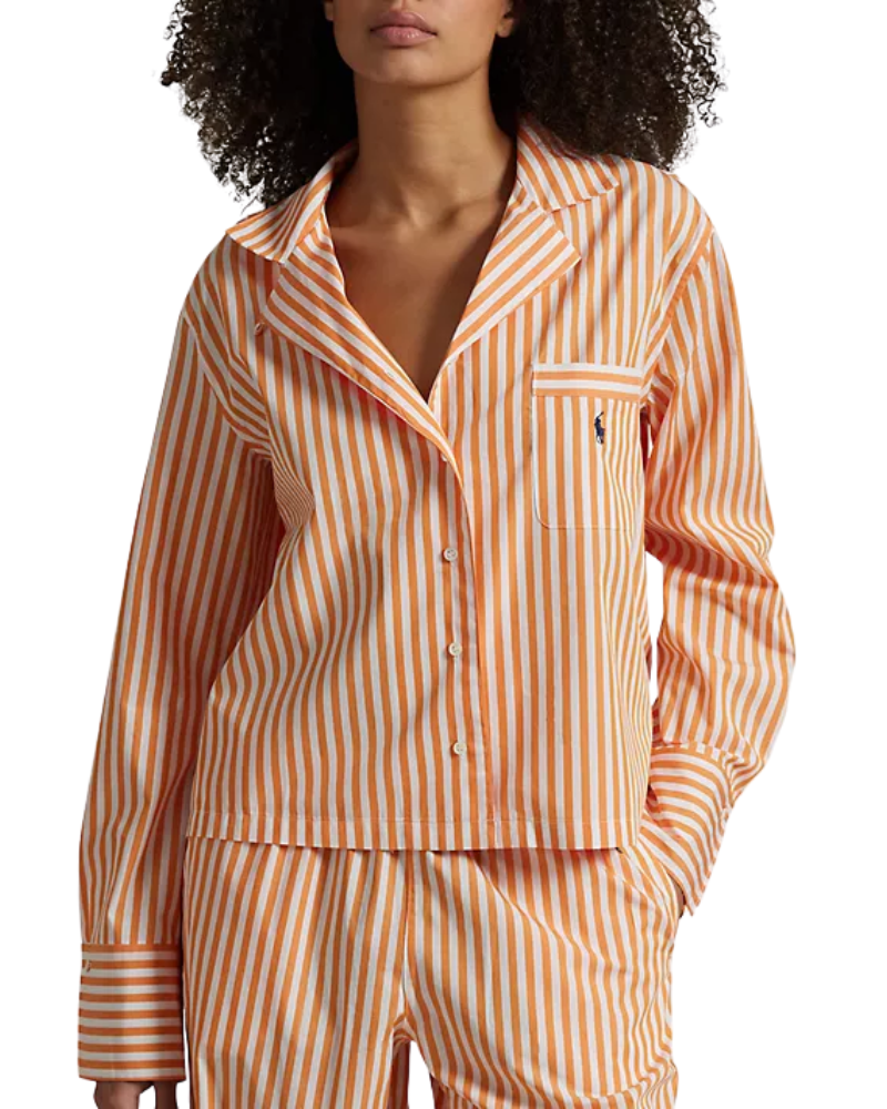 Polo by Ralph Lauren 4P8004-R2611 Tangerine Shirting Stripes Long Sleeves Pajamas Set Myselflingerie.com