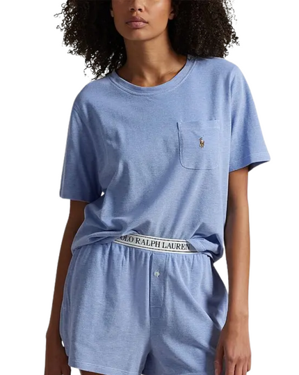 Polo by Ralph Lauren 4P0205-R2823 Ultramarine Knit Oxford Short Sleeve Shorts Pajamas Set Myselflingerie.com