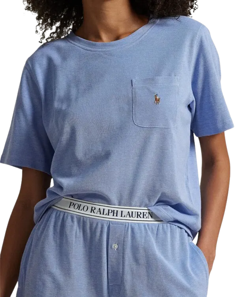 Polo by Ralph Lauren 4P0205-R2823 Ultramarine Knit Oxford Short Sleeve Shorts Pajamas Set Myselflingerie.com