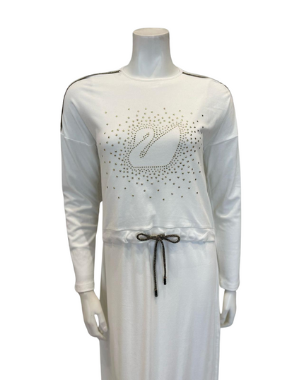Mega Dreams 357663 Studded Swan White Modal Nursing Nightgown Myselflingerie.com
