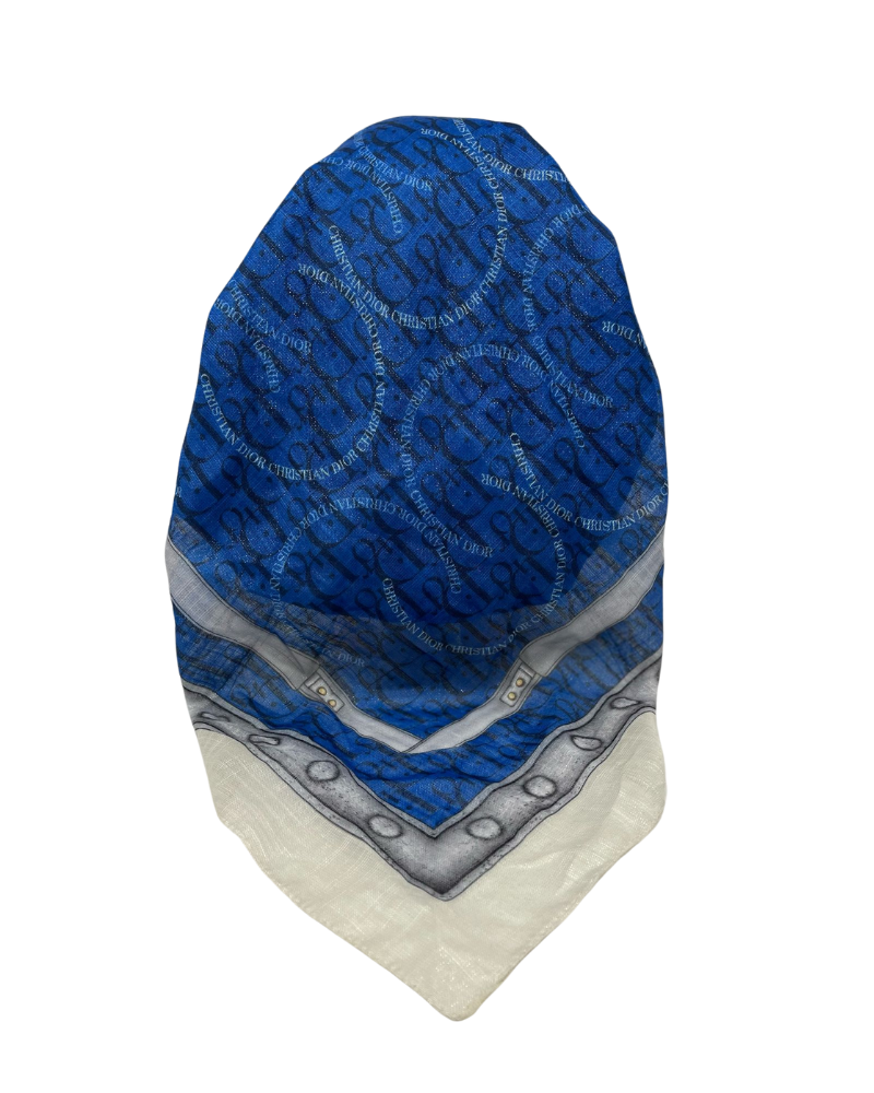 It's Younique OB-DI-RB Royal Blue Shimmer Dior Inspired Pre-Tied Open Back Bandanna with Velvet Grip Myselflingerie.com