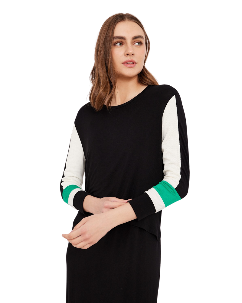 ORD PNO257113B Black Tennis Style Modal Nursing Nightgown Myselflingerie.com