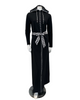 Runelli AN900 Pepita Trim Black Zippered Cotton Morning Robe w/ Removable Hood Myselflingerie.com